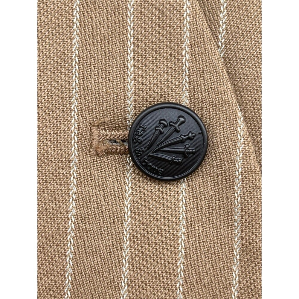 Rag & Bone Tan Pinstripe Wool Vest Waistcoat Size 12 Dark Academia Corporatecor - Picture 5 of 9
